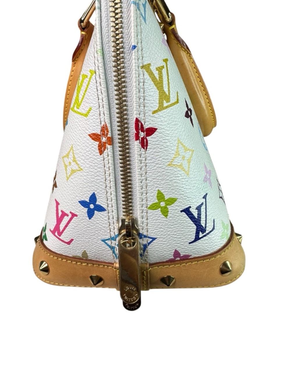 Louis Vuitton White Multicolor Alma Satchel with Tan Trim - Picture 2 of 10